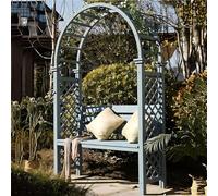 PA-DABAOO Banc De Jardin en Bois avec Arche, Siège D'extérieur en Bois pour 2 Personnes, pour Plantes Grimpantes, Siège À Lattes avec Dossier, Bancs De Terrasse,Bleu