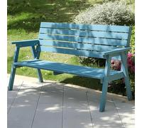 PA-DABAOO Banc De Jardin en Bois, Chaise 2 Places avec Assise À Lattes Respirantes Et Dossier Incliné, Bancs De Jardin en Bois Toutes Saisons, Causeuse, Accoudoirs Confortables,Bleu