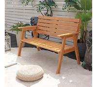 PA-DABAOO Banc De Jardin en Bois, Chaise 2 Places avec Assise À Lattes Respirantes Et Dossier Incliné, Bancs De Jardin en Bois Toutes Saisons, Causeuse, Accoudoirs Confortables,Marron