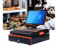 PA-DABAOO Caisse Enregistreuse Professionnelle, Caisse Enregistreuse Tout-En-Un Avec Écran Client, Moniteur À Écran Tactile 15,6", Processeur I5, Tiroir-Caisse, Imprimante 58 Mm,Orange