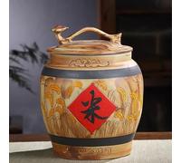 PA-DABAOO Conteneur De Rangement De Riz, Pot De Riz En Céramique Antique, Récipient De Céréales Avec Couvercle, Grande Boîte De Rangement Alimentaire Hermétique Pour,25kg