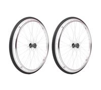 PA-DABAOO Ensemble De Roue Arrière De Fauteuil Roulant De 24 Pouces, Pneus Pleins Sans Air En Polyuréthane, Texture Antidérapante Et Jante De Poussée Galvanisée,Noir