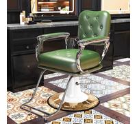 PA-DABAOO Fauteuil De Barbier Vintage, Fauteuil De Barbier Robuste Pour Homme, Fauteuil Inclinable Hydraulique À Base Arrondie, Pivotant À 360° Et Ergonomique,Vert