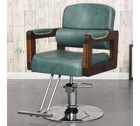 PA-DABAOO Fauteuil De Salon Vintage Pour Coiffeur, Pivotant À 360°, Avec Pompe Hydraulique Robuste, Hauteur Réglable, Base Stable, Cadre Robuste Et Repose-Pieds,Vert
