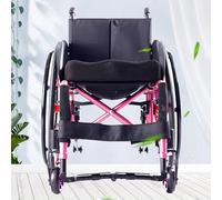 PA-DABAOO Fauteuil Roulant De Sports Légers, Fauteuil Roulant Autopropulsé, Fauteuil Roulant Léger Adulte, Fauteuil Roulant Manuel En Alliage En Aluminium, 100 Kg De Charge,Rose