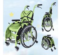 PA-DABAOO Fauteuil Roulant Pliable Et Léger Pour Enfants, En Alliage D'aluminium, Adapté Aux Personnes Atteintes De Paralysie Cérébrale Ou De Fractures, Ergonomique