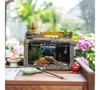 PA-DABAOO Fontaine pour Aquarium, avec Pompe À Eau, Lumière LED Et Filtre, Mini Aquarium De Bureau, Mini Cascade D'étang Intérieure Et Extérieure, Aquarium, Fontaine De Bureau,B