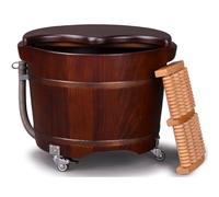 PA-DABAOO Grand Bassin De Pied En Bois, Bain À Pied Mobile, Seau De Lavage Des Pieds, Baignoire En Bois De Baignoire À Pied De Drainage Inférieur, Baril De Bain À Pied Ménage,24cm