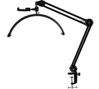 PA-DABAOO Lampe LED Demi-Lune Réglable 30 W avec Pince Et Lampe De Travail, Lampe À Arc De Table Pliable LED Nail Tech avec Support De Téléphone, Lampe De Travail Professionnelle,Noir