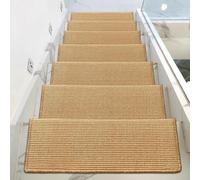 PA-DABAOO Lot De 4 Marches D'escalier en Sisal Naturel Antidérapantes, 22,9 X 76,2 Cm, Protections D'escalier Réutilisables, Tapis D'escalier pour Enfants,4pc c