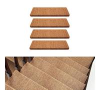 PA-DABAOO Lot De 4 Tapis D'escalier Antidérapants en Sisal Épais, 78 X 23 Cm, pour Marches en Bois, Adaptés Aux Chats Et Aux Personnes Âgées, Faciles À Nettoyer,4pc Brown