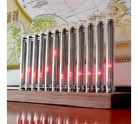 PA-DABAOO Lumière De Rythme De Spectre De Musique LED, Affichage D'analyseur De Spectre Audio avec 12 Tubes Nixie, Lumière D'analyseur De Spectre De Musique RVB,Walnut