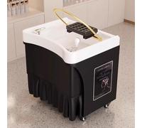 PA-DABAOO Machine À Laver À Cheveux (Thermostat Intelligent) + 4 Roues Universelles, Équipement De Spa À Tête Japonaise, Bassin De Shampooing De Circulation De L'eau Pour Salons Et Spas,Noir