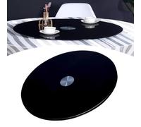 PA-DABAOO Plateau Tournant Lazy Susan Moderne en Verre Trempé, Grand Plateau De Service Rotatif Noir pour Table À Manger, Plateau Rotatif De Centre De Table,68cm/26.77in