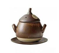 PA-DABAOO Pot En Argile Rétro En Forme De Poire, Petite Cocotte En Céramique Avec Couvercle, Bol À Soupe Japonais, Plat Résistant À La Chaleur Avec Poignée, Donabe Tout Usage,0.7l