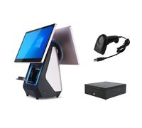 PA-DABAOO Terminal De Vente Au Détail Et De Restaurant Pour Petites Entreprises, Caisse Enregistreuse Professionnelle Tout-En-Un À Double Écran, Écran Tactile, Imprimante,Noir