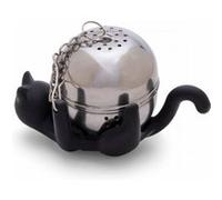 PELEG DESIGN Cattea Infuseur à Thé Chat - Boule à Thé Originale en Acier Inoxydable pour Thé en Vrac, avec Support Antigoutte, Idée Cadeau Insolite pour Amateurs de Thé et Chats, Noir