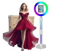 PAAFNN Cabine photo portable compatible avec iPad avec contrôle par application, télécommande, support pour iPad avec boîte en nid d'abeille (blanc, cabine photo)