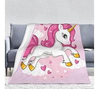 PAAHRYI Couverture Douillette pour Enfant Licorne Rose 150 x 200 cm Couverture Polaire pour Fille Arc-en-Ciel Nuages Cheval imprimé Couverture Polaire pour canapé et Salon (130 x 150 cm,A)