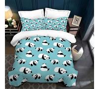 PAAHRYI Literie Panda pour Enfants 135 x 200 cm, Housse de Couette avec Motif Panda et Bambou, Housse de Couette imprimée 3D sur Le thème des Animaux pour Filles et garçons (200 x 200 cm,A)