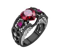 Paar Ringe Schlicht Edelstein-Geburtsstein-Herz-Verlobungsring, Herzform, Verlobungsring, Hochzeitstag, Schmuckgeschenk für Frauen, erhältlich in den Größen 5 11 Ringelblumen Essenz, G, plastique
