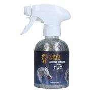 Paardenpraat TV Glitter Glamour Spray argenté 250 ml Paillettes Décoration de fourrure pour chevaux pour fourrure, crinière et queue