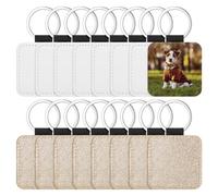 Paaruter 16 Pièces Porte-Clés Vierges par Sublimation Porte-Clés en Cuir PU à Paillettes Porte-Clés à Transfert de Chaleur pour la Fabrication Artisanale de Bricolage, Carré Facile à Utiliser