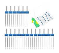 Paaruter 18 Aiguilles Jumelles pour Machine à Coudre, Aiguilles Doubles avec Boîte en Plastique, pour Accessoires de Machine à Coudre Domestique