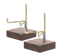 Paaruter 2 Petits Présentoirs avec Bras en Métal Réglables et Base en Bois - Support de Chevalet pour Assiettes Décoratives en Cristal