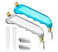 Paaruter Coupe-Verre avec Poignée et Alimentation en pour la Découpe Du Verre. Fournitures pour le Vitrail. Outils Coupeurs avec Têtes de Remplacement de 2 à 6 mm (Bleu, Blanc).