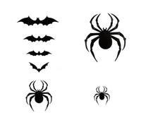 Paaruter Décoration d'halloween Chauve-Souris Autocollant 3D Décoration de Boîtier 120 Chauves-Souris et 24 Araignées avec Mousse