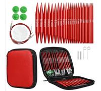 Paaruter Ensembles D'Aiguilles à Tricoter Circulaires en Aluminium 26 Pièces Aiguilles à Crochet Interchangeables avec Étui à Chrysanthème Accessoires de Pièces de Couture