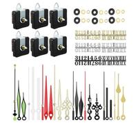 Paaruter Kit de 6 Mécanismes D'Horloge Murale à Quartz de 16 mm avec 8 Paires Différentes D'Aiguilles et 6 Chiffres D'Horloge