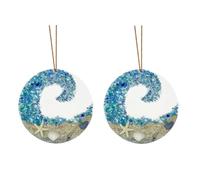 Paaruter Pendentif Attrape-Soleil en Verre de Mer, Cristal Brisé, Océan, Plage, Ornement Suspendu, Couple Romantique, Artisanat Transparent, Pendentif 8x8cm
