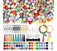 Paaruter Perles en Silicone de Formes et Styles Variés de 15MM pour Kit de Fabrication de Porte-Clés