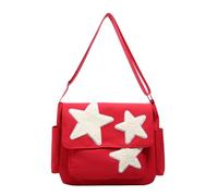 Paaruter Sac Messager pour Femme Design Étoile Réglable Mignon Sac Messager avec Poches Latérales à Bandoulière Zippés Rouge