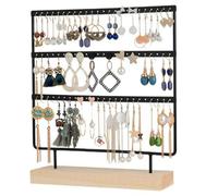 Paaruter Support de Rangement Noir à 3 Couches et 72 Trous pour Boucles d'oreilles, Présentoir à, Boucles d'oreilles, Colliers, Bagues, Support à Facile à Utiliser