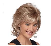 PAASHE Perruques Cheveux Courts Femme Blonde Coupe Lutin Perruque Brun Dégradé Perruque Cheveux Humains Naturel Réaliste Mode Perruque