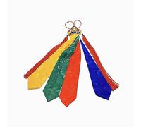PAAWBW Drapeaux de prière tibétains, décor de prière, Tambour de Fleurs brodé de Cinq Couleurs de Style tibétain de 46cm et Ornements de Ruban à Pampilles