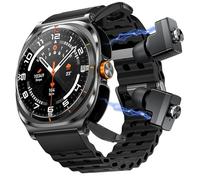 paazomu Montre intelligente 2 en 1 avec casque TWS 1,54" IP67 étanche Musique Bluetooth Surveillance de la santé Sports Fitness Tracker (Noir)