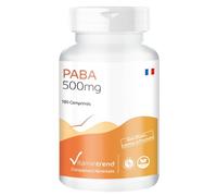 PABA 500mg - Hautement dosé - Acide para-Aminobenzoïque - Vitamine B10 - Boite 180 comprimés - ! POUR 6 MOIS ! - Végan | Vitamintrend®