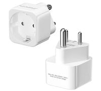 PABANCE Adaptateur de Voyage France vers Inde 2 Pièces, Adaptateur de Prise Europe vers Inde, Adaptateur de Voyage Type D, Adaptateur de Prise pour l'Inde, Sri Lanka, Népal, Niger, Blanc