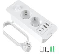 PABANCE Prise encastrable 4 prises de table avec 2 USB A et 2 USB C, câble d'extension de 2 m, multiprise encastrable pour bureau, maison