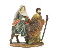 Paben Articles Religieux Marie Enceinte sur l'âne avec Joseph 9,5 cm Scène pour crèches en résine