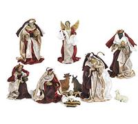 Paben Articles religieux Set Nativité crèche complète 10 personnages en résine tissu 15 cm