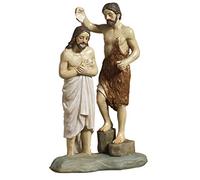 Paben Articles religieux Statue Baptême de Jésus avec Saint Jean en résine, crèche de Pâques, Pâques, hauteur 13,5 cm