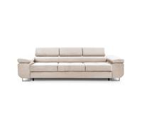 Bestmobilier - Canapé Convertible Pablo en Velours - Canapé Lit - Sofa Beige 3 Places - Têtières Réglables - Salon