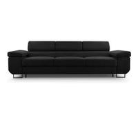 Bestmobilier - Canapé Convertible Pablo en Velours Côtelé - Canapé Lit - Sofa Noir 3 Places - Têtières Réglables - Salon