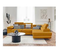 BestMobilier - Canapé d'angle Convertible avec Coffre - Angle Droit - Pablo en Velours - Canapé Lit - Sofa Jaune 5 Places - Têtières Réglables - Salon