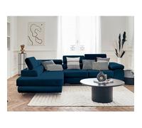BestMobilier - Canapé d'angle Convertible avec Coffre - Angle Gauche - Pablo en Velours - Canapé Lit - Sofa Bleu Nuit 5 Places - Têtières Réglables - Salon